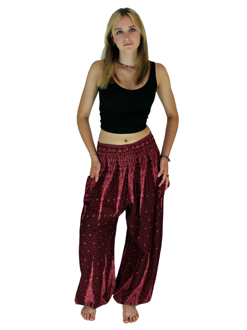Harem Pant, Two Tone Feather Print